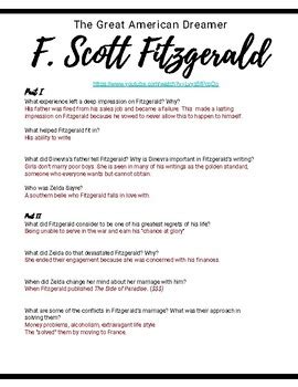 F. Scott Fitzgerald: The Great American Dreamer Viewing Guide .